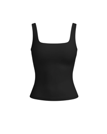 Top Damen | Figurbetontes Basic mit Eckausschnitt in Schwarz