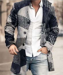 Trench coat Herren | Elegant & Vielseitig mit Stehkragen in Blau
