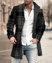 Trench coat Herren | Elegant & Vielseitig mit Stehkragen in Schwarz