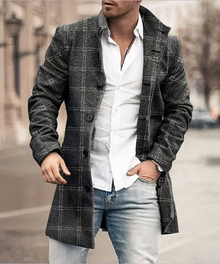 Trench coat Herren | Elegant & Vielseitig mit Stehkragen in Dunkelgrau