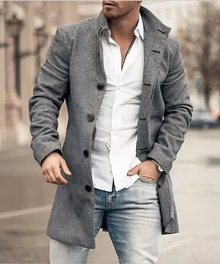 Trench coat Herren | Elegant & Vielseitig mit Stehkragen in Grau