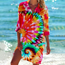 Damen Sommer Meeresmuster Tunika Bluse in Orange
