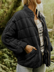 Übergangsjacke Damen | Gesteppt & Oversized Bequem in Schwarz
