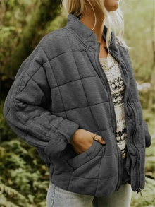 Übergangsjacke Damen | Gesteppt & Oversized Bequem in Dunkelgrau