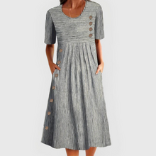 Irina – Stilvolles gestreiftes Midikleid für Damen in Schwarz