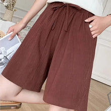 Linda - Weite Leinen Sommerhose in Braun