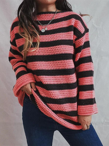 Mara | Gemütlicher Pullover in Schwarz/Rosa