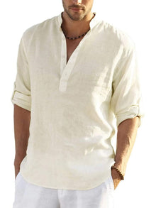 Sommerfeld | Henley-Hemd aus Leinen-Mix in Beige