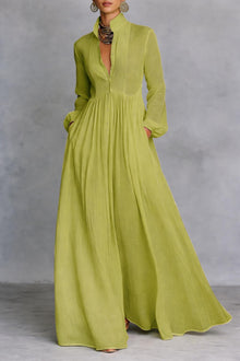 Sheilan – Elegantes Maxikleid Mit Knöpfen in Grün