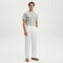 Wide-Leg Hose für Herren mit Bundfalten in Weiß