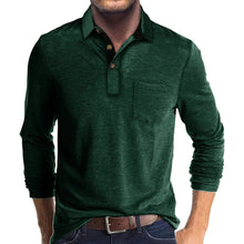Langarm Poloshirt Herren | Kontrastkragen & Brusttasche in Grün