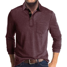 Langarm Poloshirt Herren | Kontrastkragen & Brusttasche in Rot