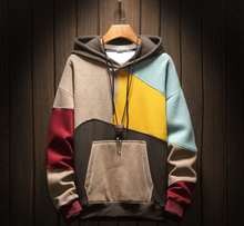 Kapuzenpullover Herren | Patchwork-Design & Sportlicher Colourblock-Look in Hellbraun