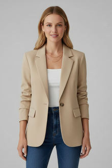 Theresa – Damenjacke mit gekerbtem Kragen in Beige
