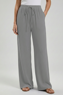 Damen Sommer Weite Palazzo Hosen in Grau