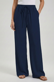 Damen Sommer Weite Palazzo Hosen in Marineblau