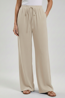 Damen Sommer Weite Palazzo Hosen in Beige