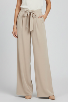 Damen Weite Sommer Palazzo Hosen in Beige