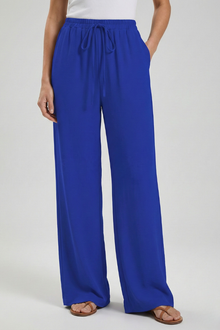 Damen Sommer Weite Palazzo Hosen in Blau