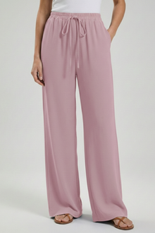 Damen Sommer Weite Palazzo Hosen in Rosa