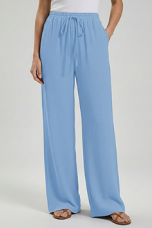 Damen Sommer Weite Palazzo Hosen in Hellblau