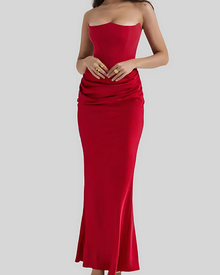 Ella – Elegantes, trägerloses Maxikleid für Damen in Rot
