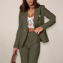 Ella – Elegantes Zweireiher-Set für Damen in Olivgrün