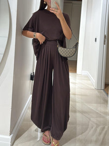 Irmgard™ – Lässiges Ensemble mit Hose in Braun