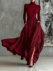 Eva™ - Elegantes Set mit Plissee-Rock in Dunkelrot