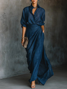 Sara™ - Elegantes Set mit langer Rock in Dunkelblau
