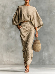 Julia | Damen Zweiteiliges Set mit Rock – Matching Set Top & Rock für Sommer 2026 in Khaki