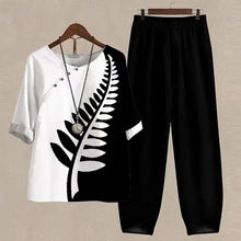 Loui™ – Ein bequemes und Schickes Set aus Hemd und Hose in Schwarze Blätter