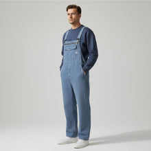 Herren Denim Latzhose mit geradem Bein und verstellbaren Trägern in Hellblau