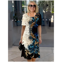 Damen Bedruckt Komfort Sommer Midikleid in Blau