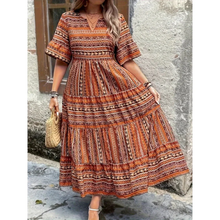 Adriana | Damen Sommerkleid Maxi Boho Modern Stilvoll in Braun