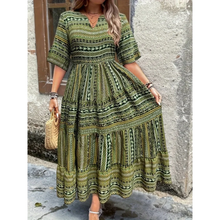 Adriana | Damen Sommerkleid Maxi Boho Modern Stilvoll in Grün