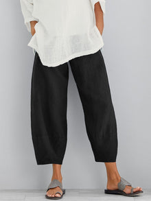 Marie – Lässige, lockere 3/4-Hose aus Leinen für Damen in Schwarz