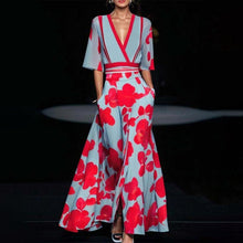 Andrina - Kleid mit eleganten Ärmeln in Blau - Rot