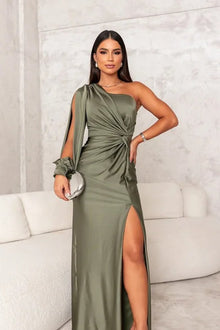 Anna | Elegantes Silhouette-Kleid in Olivgrün