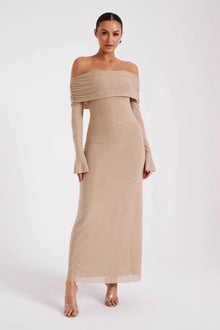 Astella - Paillettenkleid in Beige