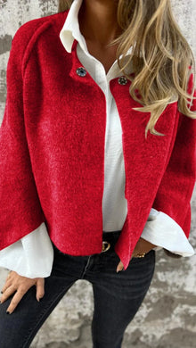 Celeste |  Wollmantel mit Rundhalsausschnitt in Rot