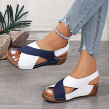 Nadine – Stilvolle orthopädische Slingback-Sandalen für Damen in Blau-Weiß