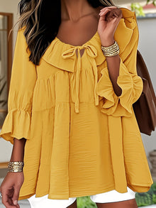 Garbine – Elegante Bluse Mit Rüschen Am Ausschnitt in Gelb