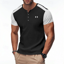 Herren Henley-T-Shirt mit Kontrastfarben in Schwarz
