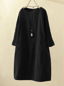 Kirsten – Lässiges Cordkleid für Damen in Schwarz