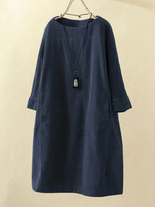 Kirsten – Lässiges Cordkleid für Damen in Marineblau
