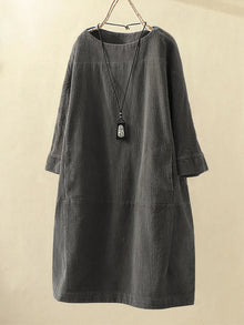 Kirsten – Lässiges Cordkleid für Damen in Grau