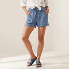 Leichte kurze Shorts für Damen mit Gummizug im weiten Schnitt in Blau