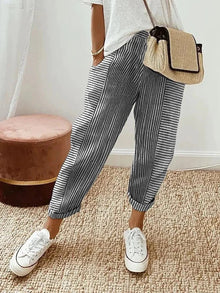 Juliana | Bequeme Streifenhose in Schwarz