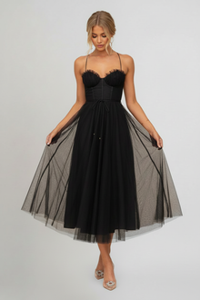 Annika – Midi-Kleid aus Tüll für Damen in Schwarz